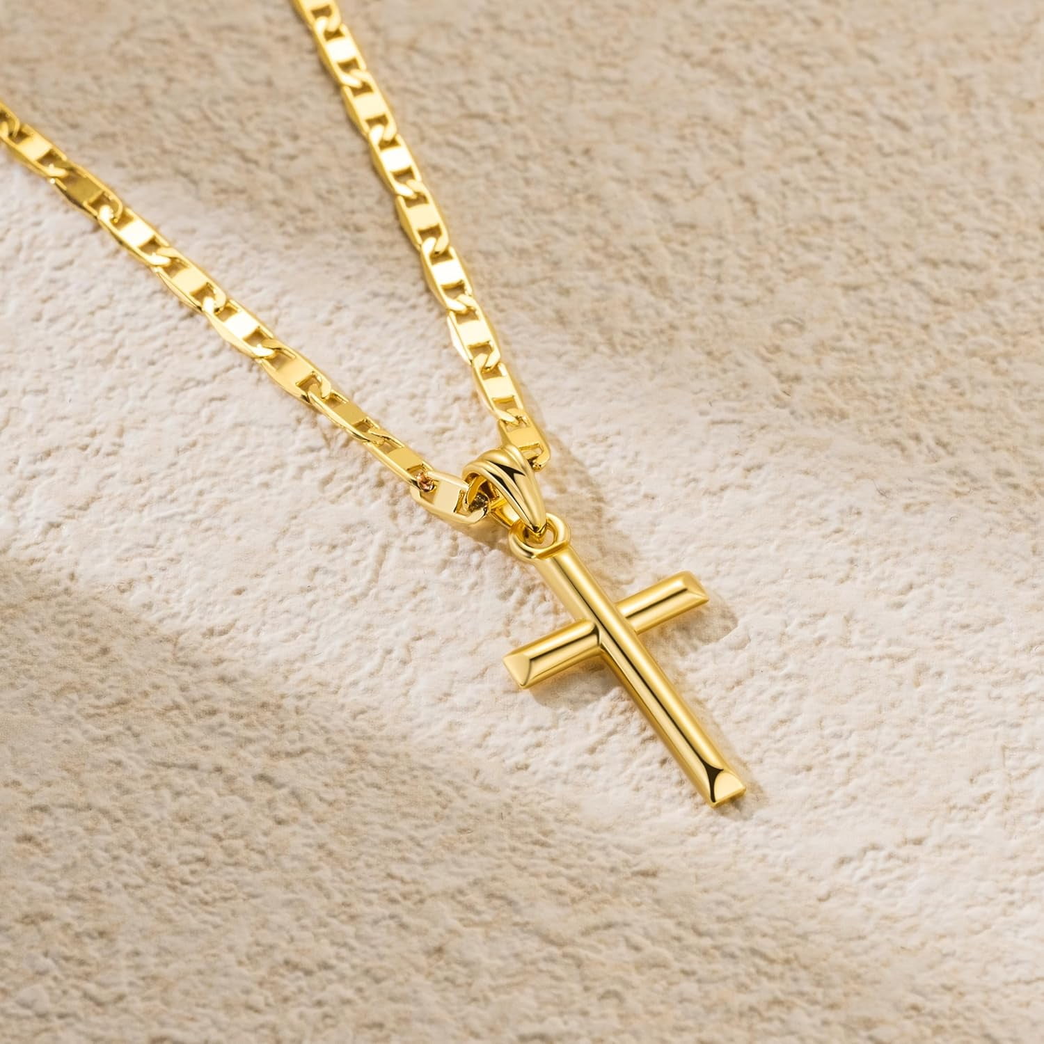14K Gold Cross Necklace for Women Gold Chain with Minimalist Cross Pendant Elegant Faith Jewelry Gift Classic Gold Cross Necklace for Women - Image 4