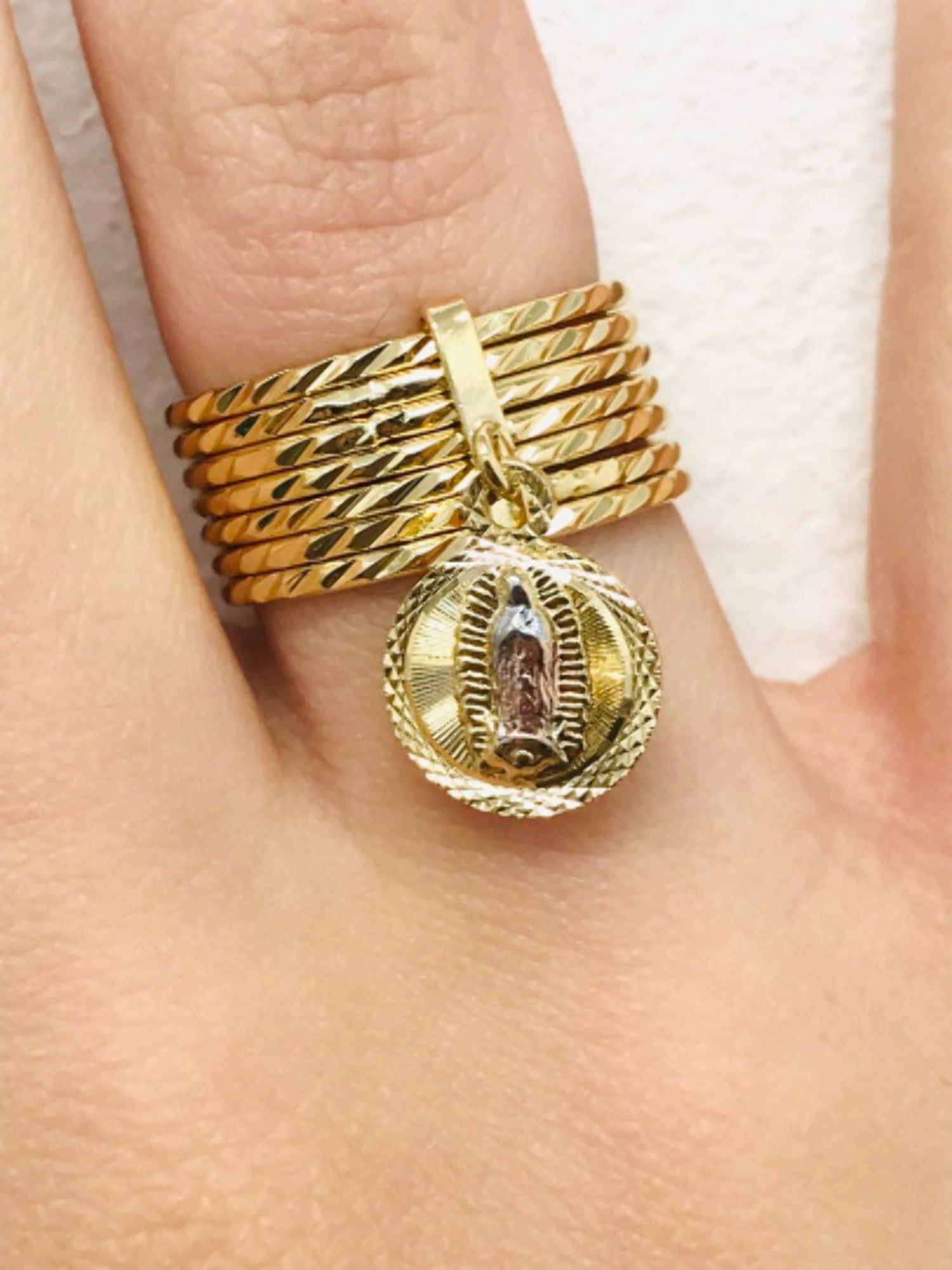 14K Gold Filled Virgen de Guadalupe Ring / Semanario Guadalupe Ring / Guadalupe Jewelry / Womens Ring 7 8 9 10 / Anillo Semanario de La Virgen de Guadalupe Para Mujer Oro Laminado - Image 4