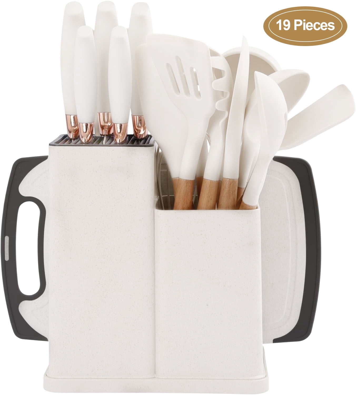 19PCS Kitchen Utensils Set for Cooking, 11 Cooking Utensils, 6 Knife set Beige,3 Utensil Sets,utensilios de cocina - Image 4