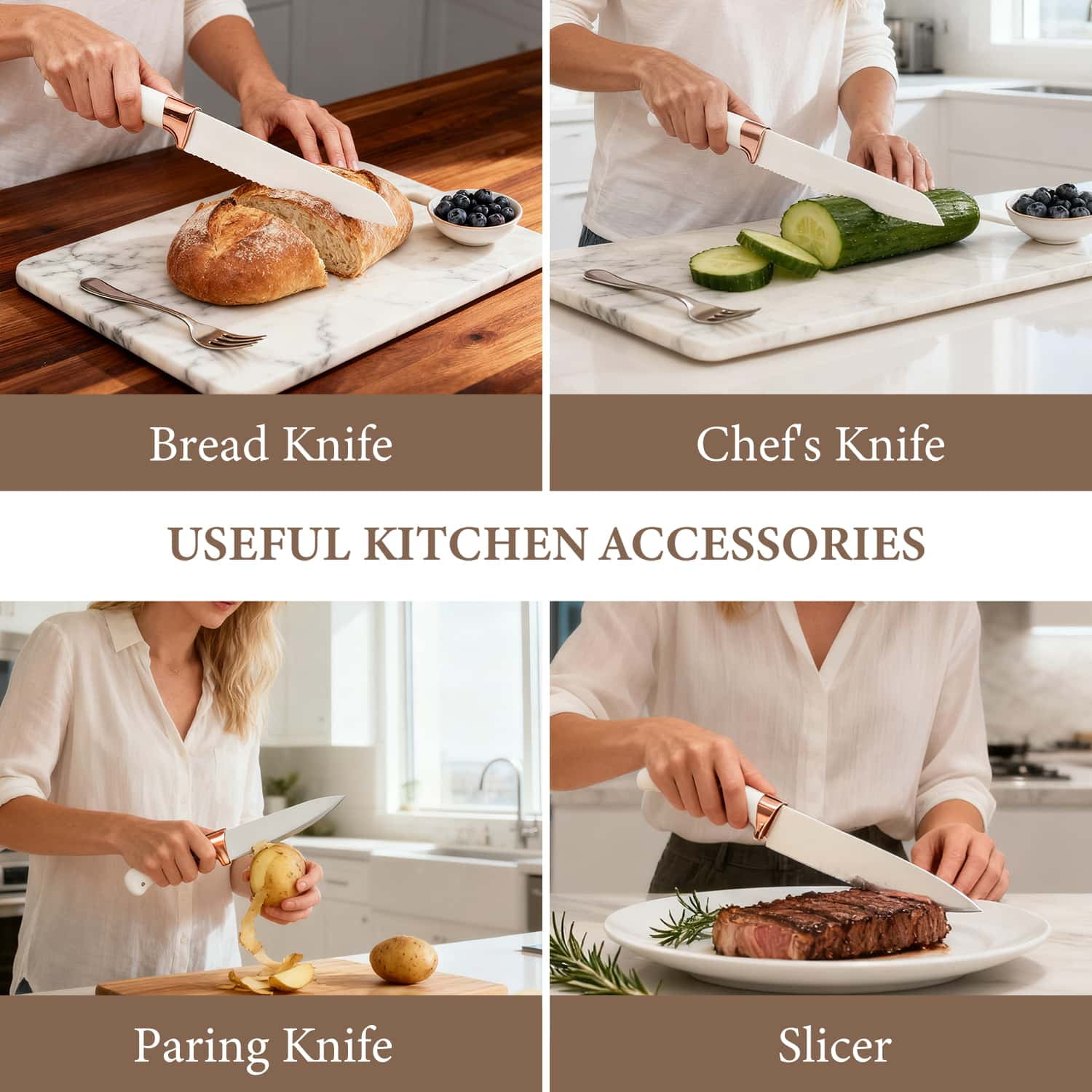 19PCS Kitchen Utensils Set for Cooking, 11 Cooking Utensils, 6 Knife set Beige,3 Utensil Sets,utensilios de cocina - Image 3