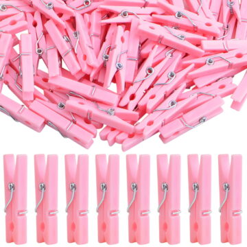 200 Pcs Plastic Clothespins Small Picture Clips Photo Paper Peg Pin Craft Clips for Crafts Decoration, Hanging Photo Clips (Pink)