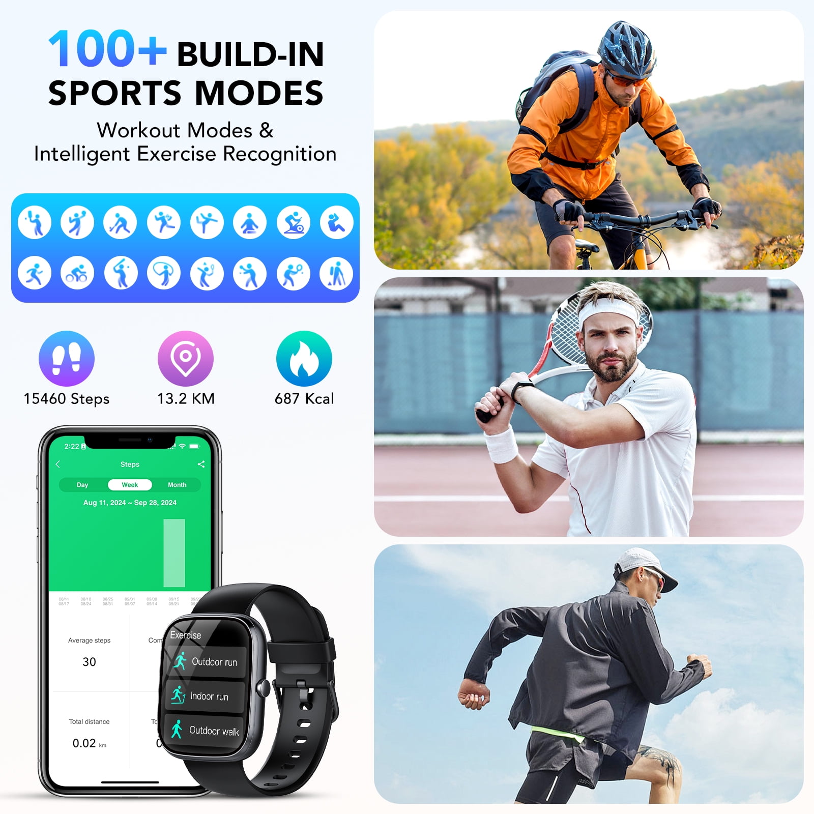2026 NEW 1.91''HD Screen Smart Watch Compatible with Android and iPhone,Answer/Make Calls/100 Sports Modes/Message Reminder,IP68 Waterproof Fitness Tracker for Men Women, Gifts - Image 4