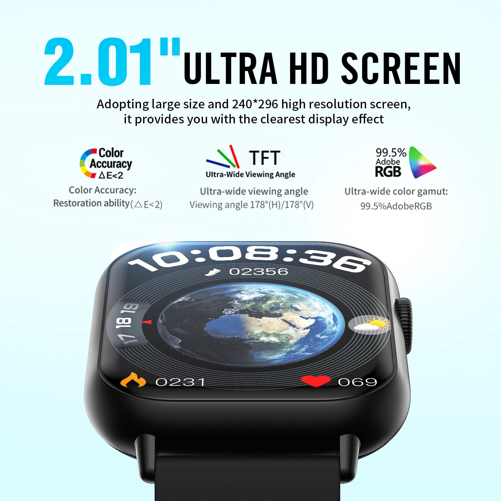 2026 NEW Smart Watch, 2.01'' HD Screen SmartWatch for Men Women , Answer/Make/Message, 100+ Sports Modes, IP67 Waterproof Compatible with Android and iPhone - Image 4
