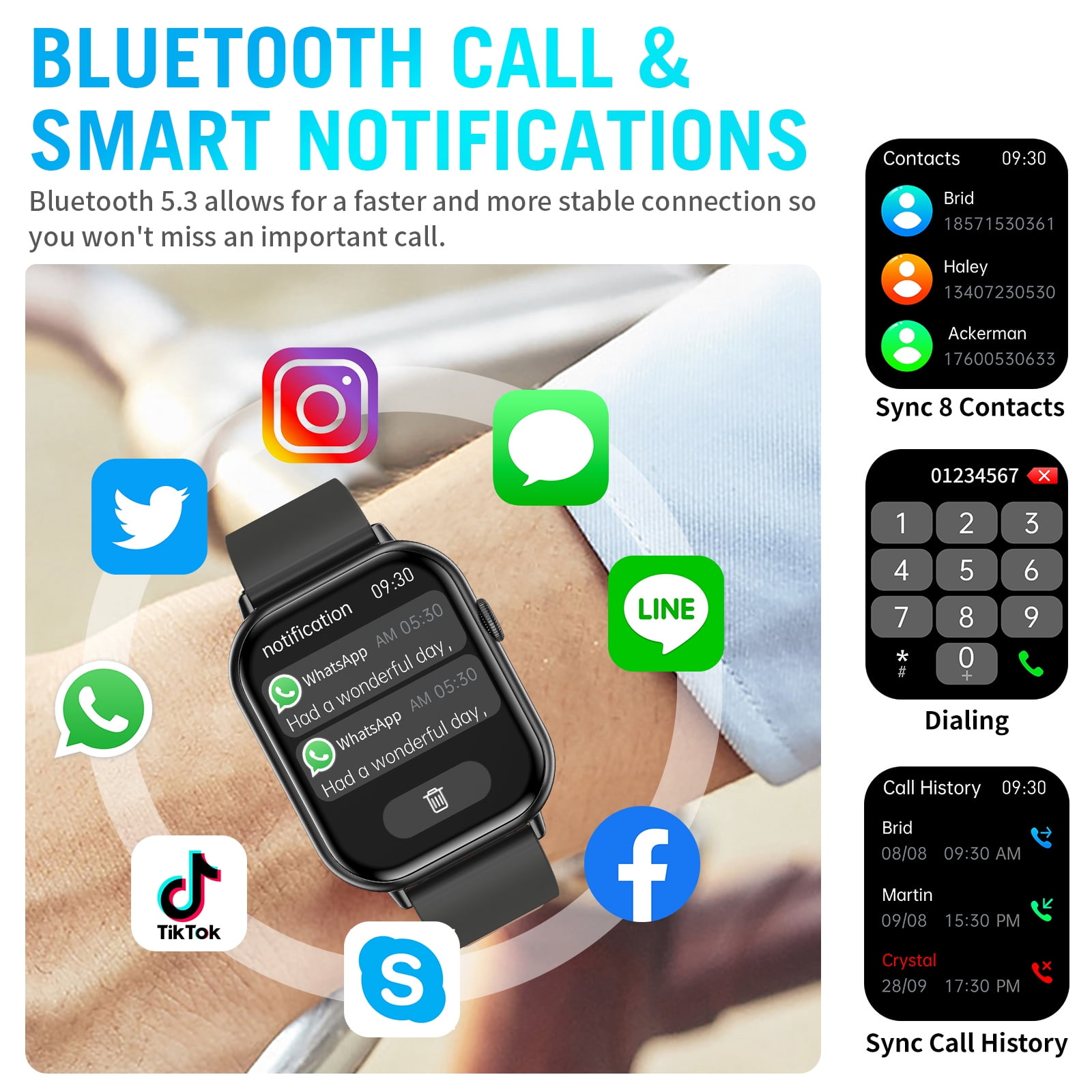 2026 NEW Smart Watch, 2.01'' HD Screen SmartWatch for Men Women , Answer/Make/Message, 100+ Sports Modes, IP67 Waterproof Compatible with Android and iPhone - Image 5