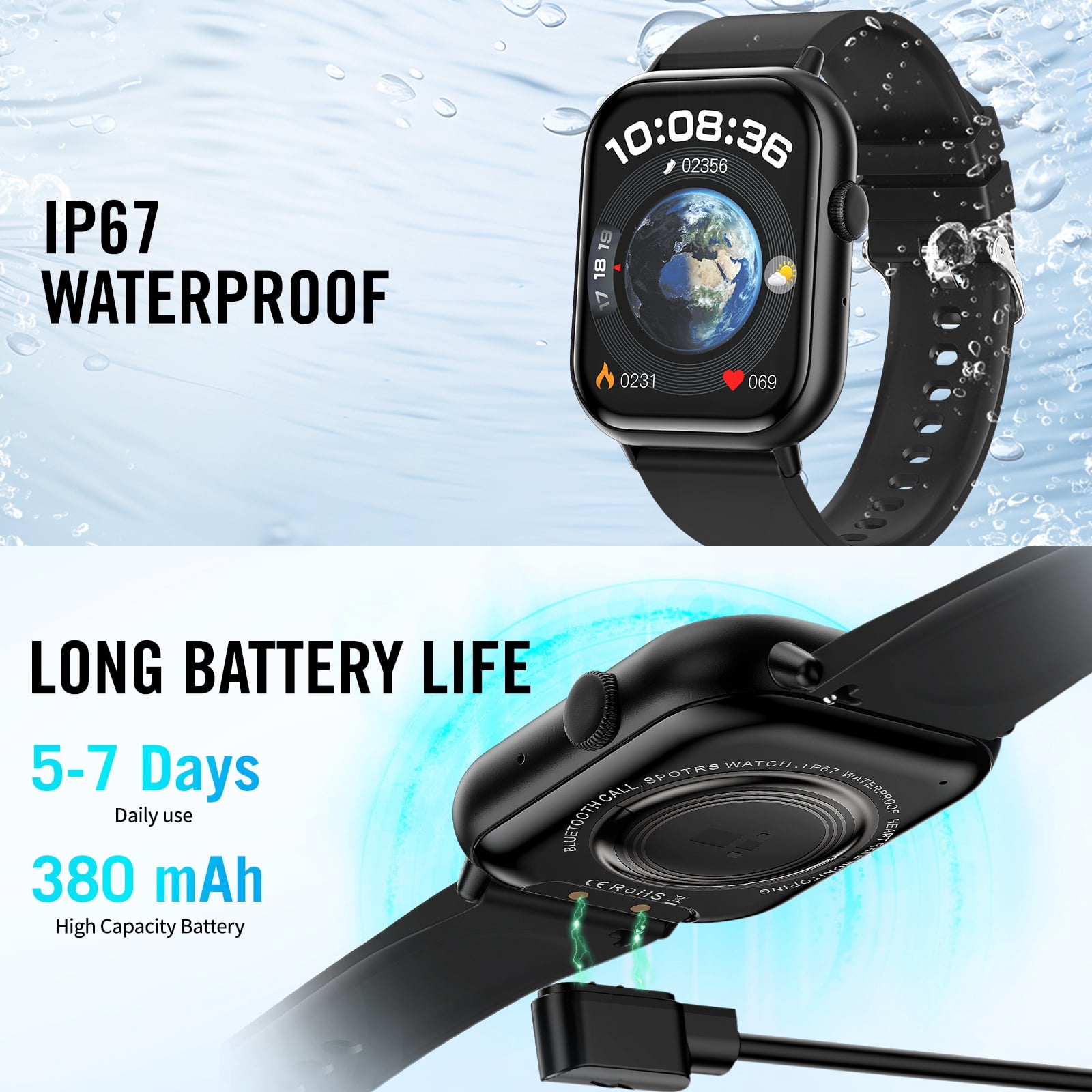 2026 NEW Smart Watch, 2.01'' HD Screen SmartWatch for Men Women , Answer/Make/Message, 100+ Sports Modes, IP67 Waterproof Compatible with Android and iPhone - Image 3