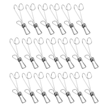 20Pcs Versatile Stainless Steel Laundry Pin Practical Clothes Pegs Metal Clamping Hook for Securing Bedding and Clothes