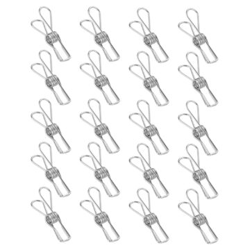 20XFixed Clip, Metal Wire Clips Clamps Stainless Steel Washing Line Clothes Pegs Hang Pins