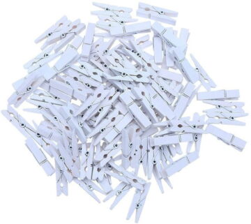 3.5cm Sturdy White Wooden Mini Clothespin Photo Clips Pack of 200