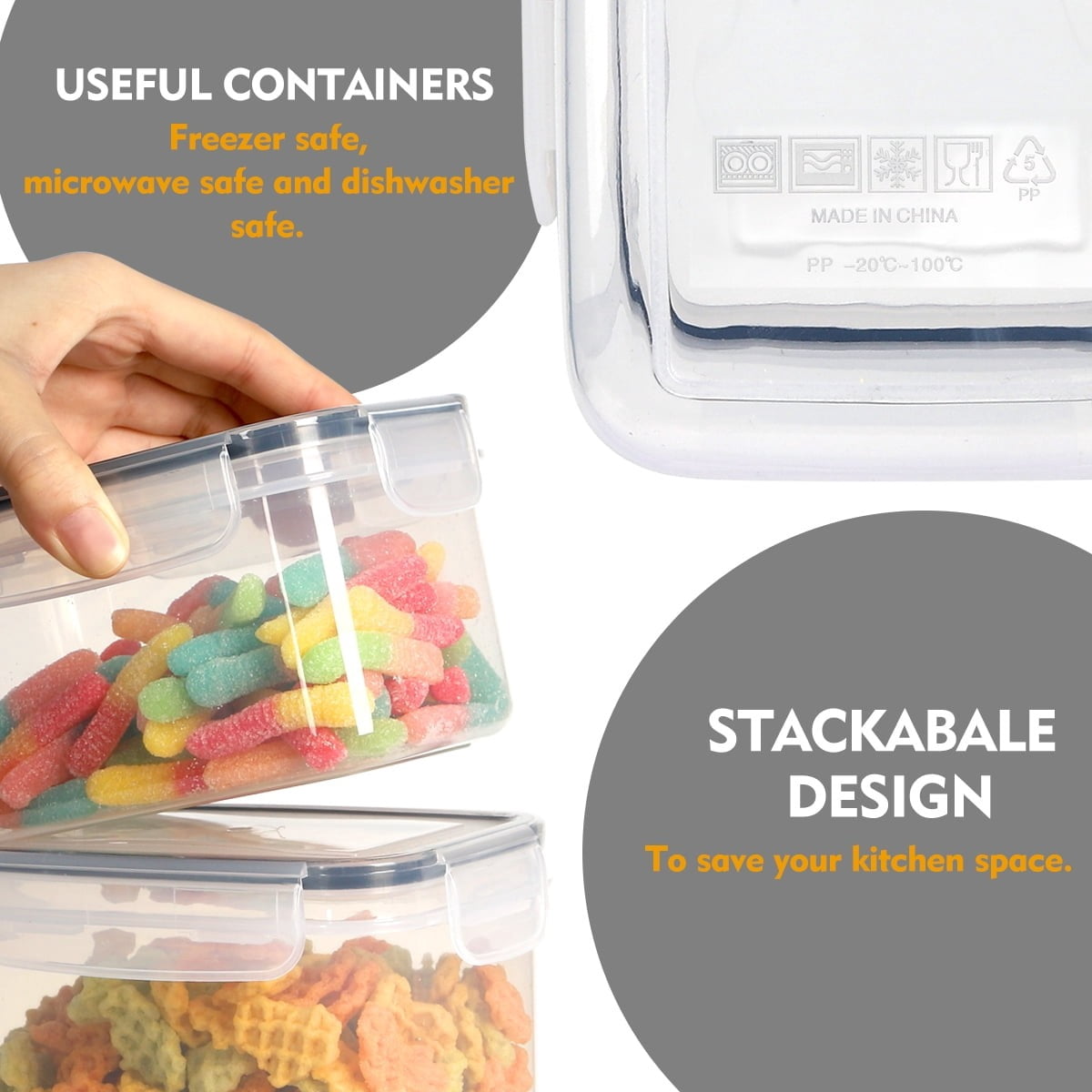 32 Pack Airtight Food Storage Containers Set, BPA Free Plastic Kitchen and Pantry Organization Canisters with Lids for Cereal, Dry Food, Flour and Sugar, Includes 32 Labels - Image 3