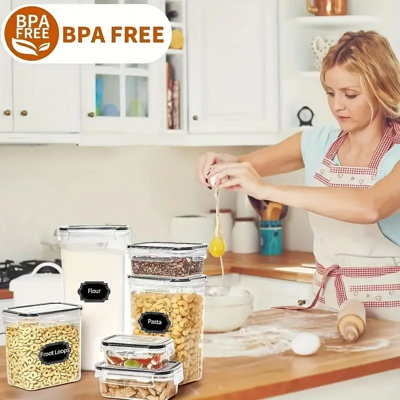 36 Pack Airtight Food Storage Containers Set with Labels & Marker- Leak-Proof, BPA-Free, Flip-Top Lids, Perfect For Kitchen Pantry Organization, Storage for Flour, Sugar, Cereal - Image 3