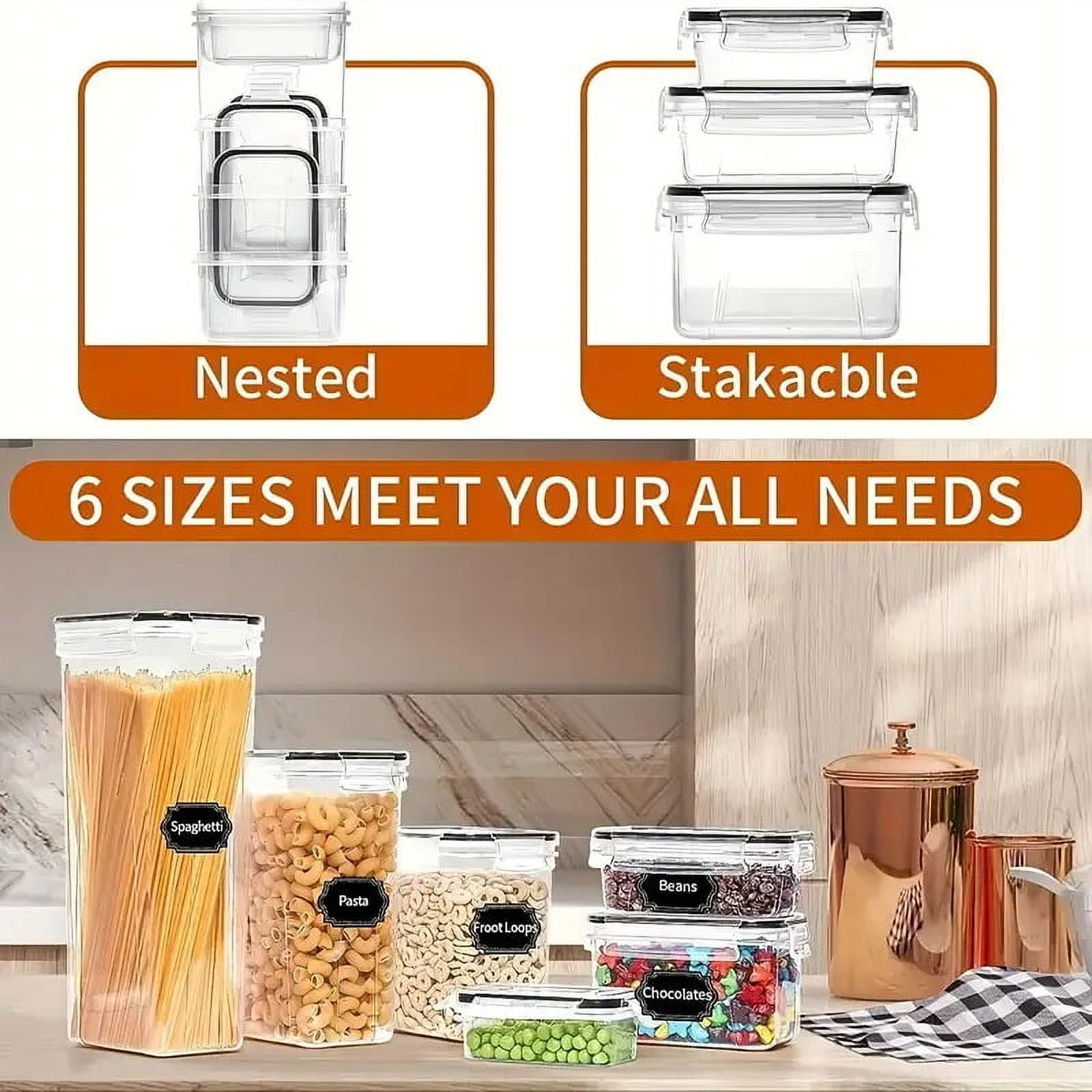 36 Pack Airtight Food Storage Containers Set with Labels & Marker- Leak-Proof, BPA-Free, Flip-Top Lids, Perfect For Kitchen Pantry Organization, Storage for Flour, Sugar, Cereal - Image 4