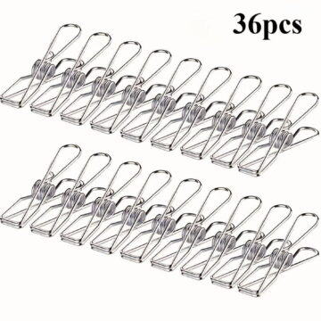 36pcs 2.1 Inch Stainless Steel Laundry Pegs - Windproof Heavy Duty Metal Clips for Laundry, Kitchen & Outdoor Use
