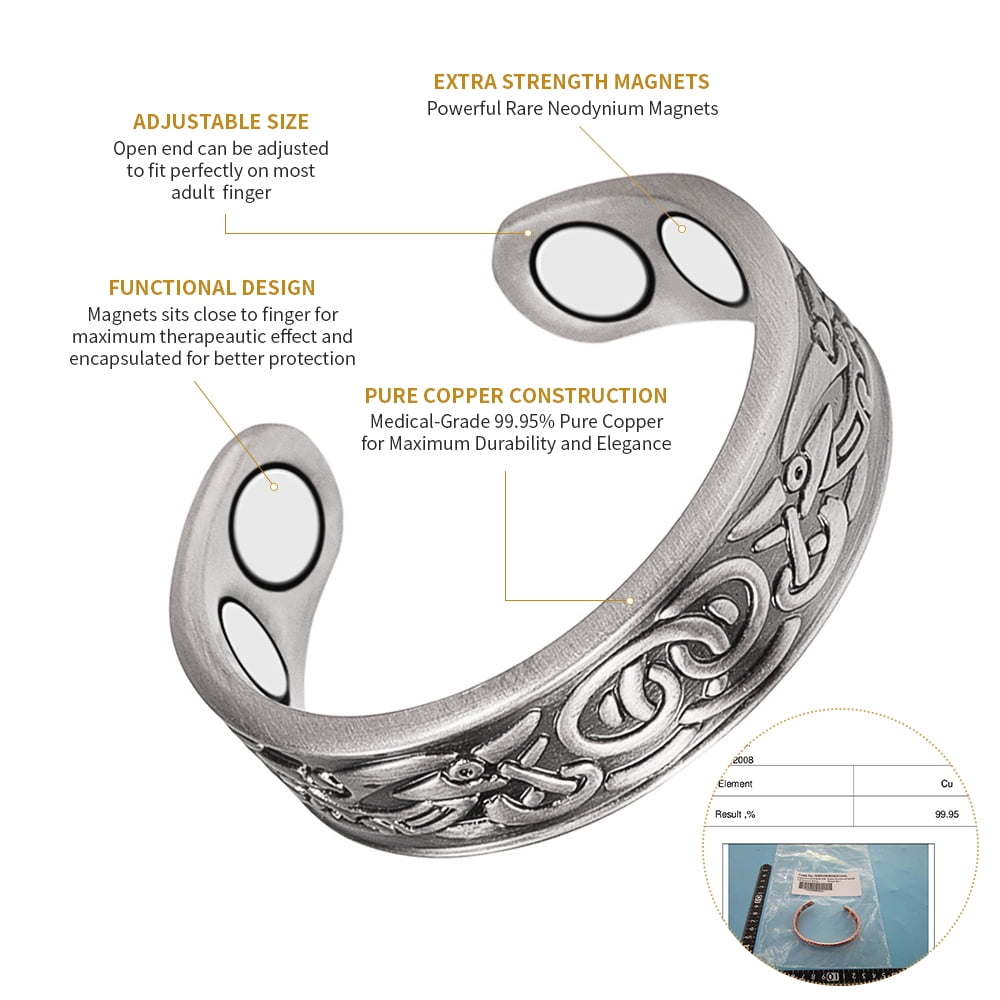 3PCS Pure Copper Rings Jewelry Set for Women, Magnetic Copper Rings, Gift for Mom Wife Daughter(CPR-0937 0010A 0955) - Image 4