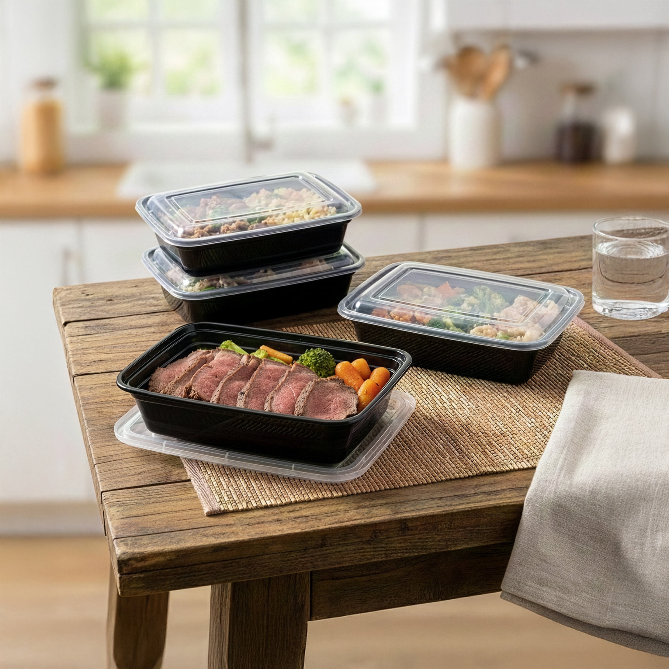 (4 pack) Mainstays 10-Piece Single Compartment Meal Prep Containers with Lids, BPA-Free, Leak-Resistant, Microwave and Dishwasher Safe - Image 4