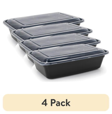 (4 pack) Mainstays 10-Piece Single Compartment Meal Prep Containers with Lids, BPA-Free, Leak-Resistant, Microwave and Dishwasher Safe