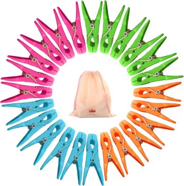 48 Pcs Clothes Pegs, VEGCOO Plastic Clothes Clips Clothes Pins Durable And Windproof Laundry Pegs, Strong Clothes Pegs For Washing Line Laundry Bathroom Kitchen (4 Dark Colours, 48)
