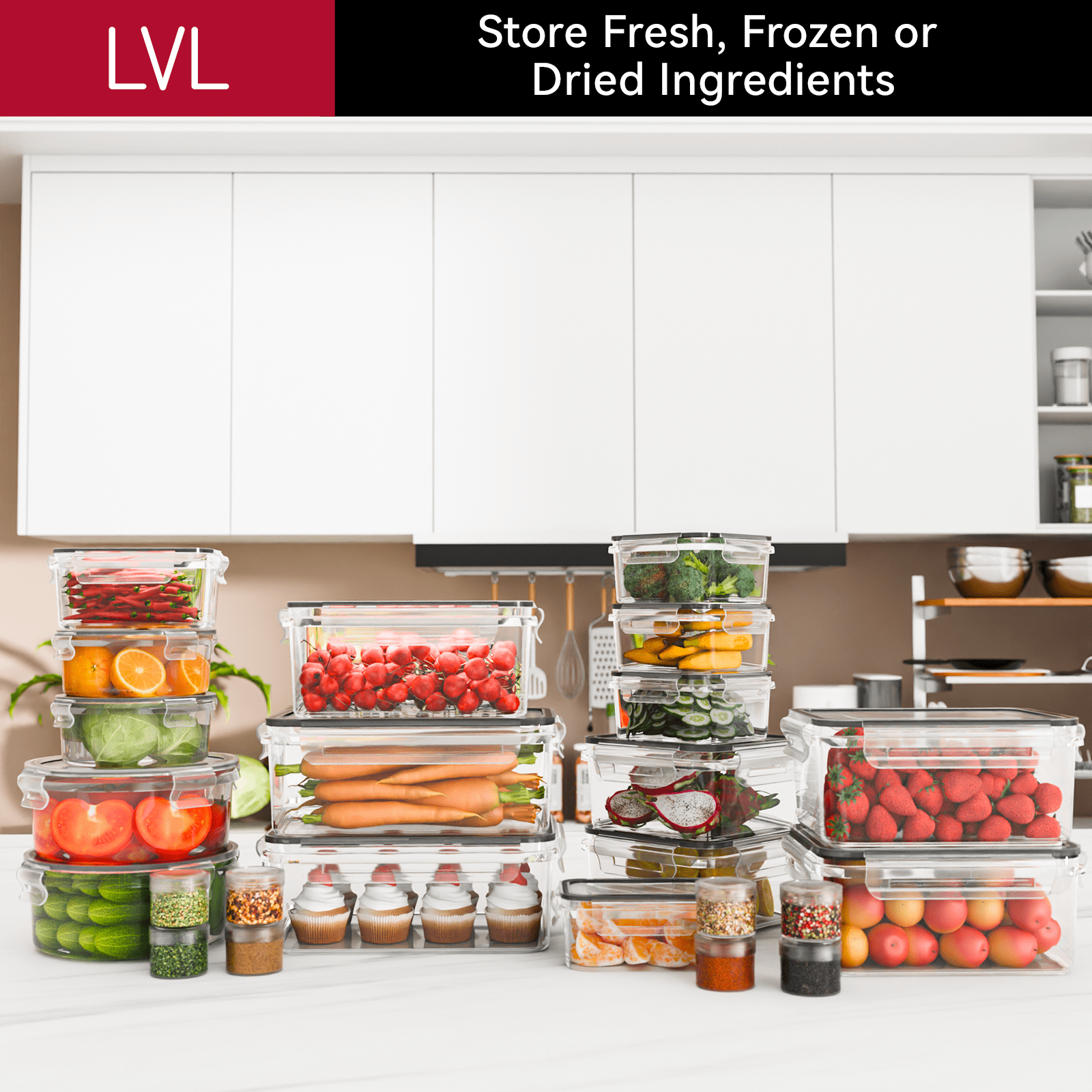50 Pcs Food Storage Containers with Lids Airtight, Plastic Meal Prep Container for Pantry & Kitchen Organization & bento box & snack containers, BPA-Free, Leak-Proof with Labels & Marker Pen - Image 3