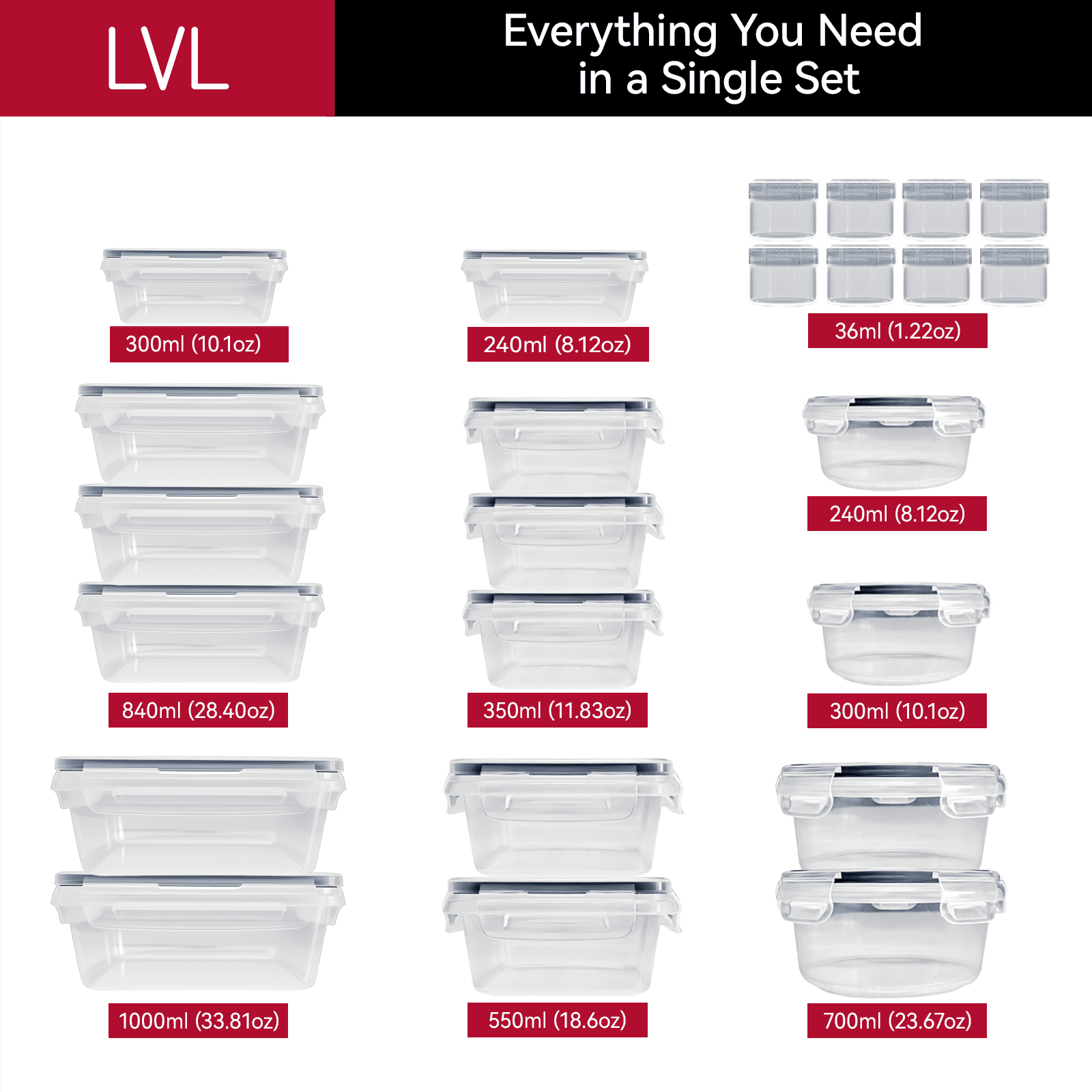 50 Pcs Food Storage Containers with Lids Airtight, Plastic Meal Prep Container for Pantry & Kitchen Organization & bento box & snack containers, BPA-Free, Leak-Proof with Labels & Marker Pen - Image 4