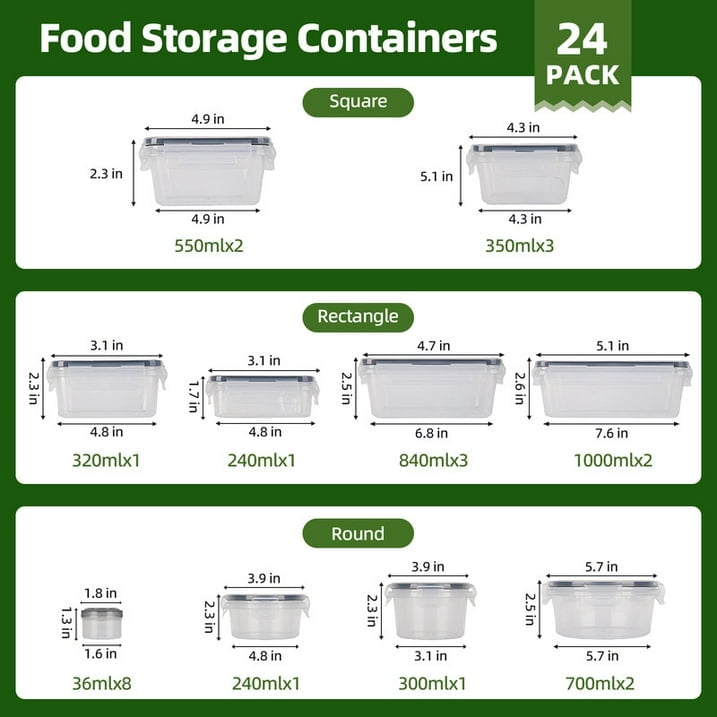 50 Pcs Food Storage Containers with Lids, Plastic Containers Kitchen Organizers and Storage(24 Containers + 24 Lids) - Image 4