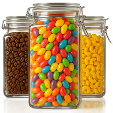 78 oz Large Glass Storage Containers With Airtight Clamp Lids, Set of 3 Hinge-Top Food Storage Mason Jars for Pantries, Sealed Glass Kitchen Jars for Flour, Pasta, Sugar or Cereal