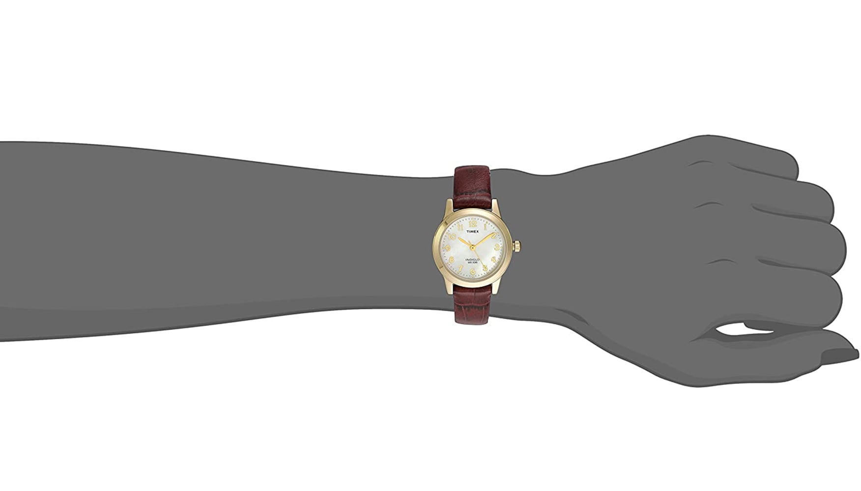 Timex Women's Essex Avenue Gold/Burgundy/MOP 25mm Dress Watch, Leather Strap - Image 4
