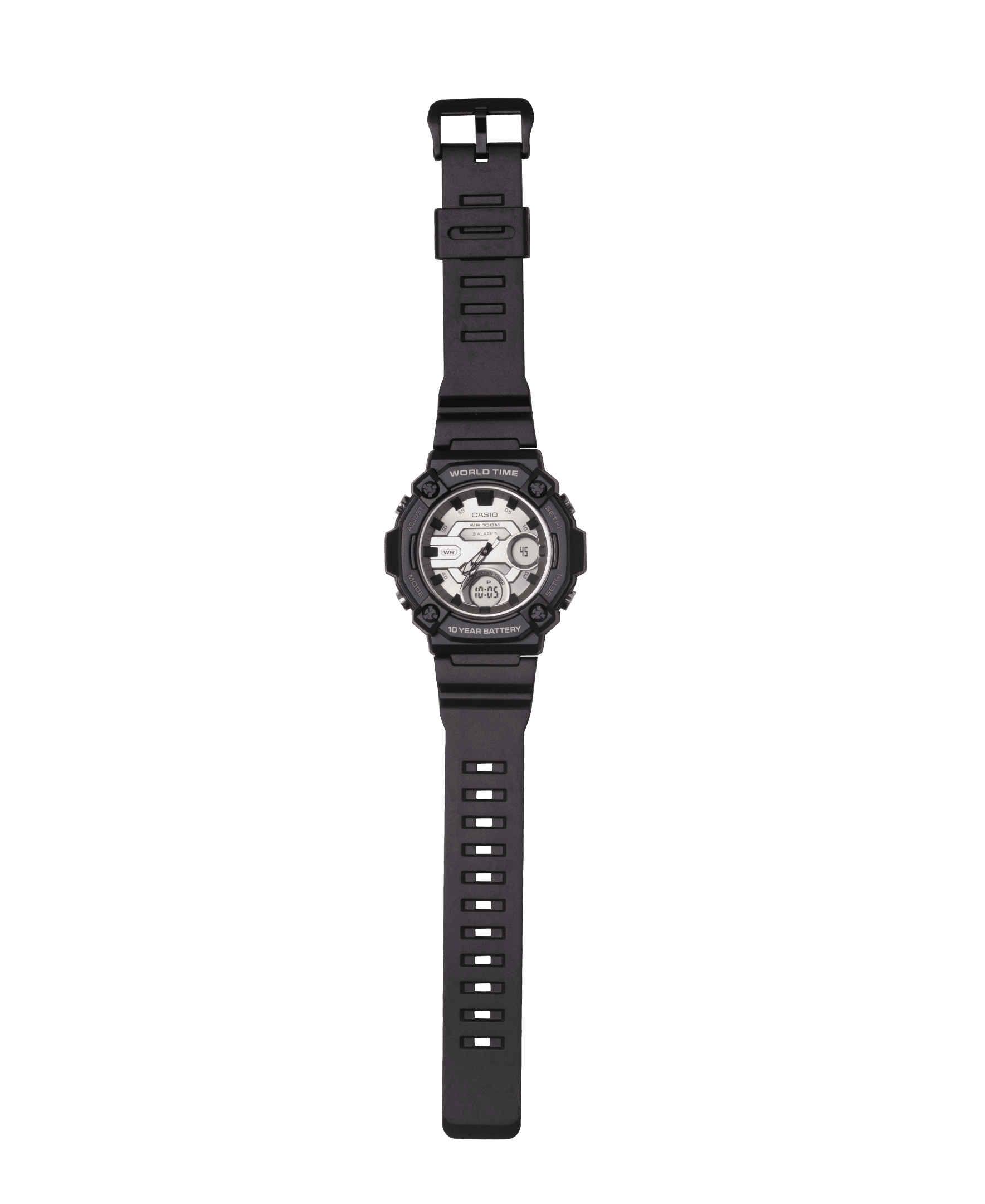Casio Mens Chronograph Wristwatch 100M Water Resistant 10-Yr Battery White & Black - Image 4