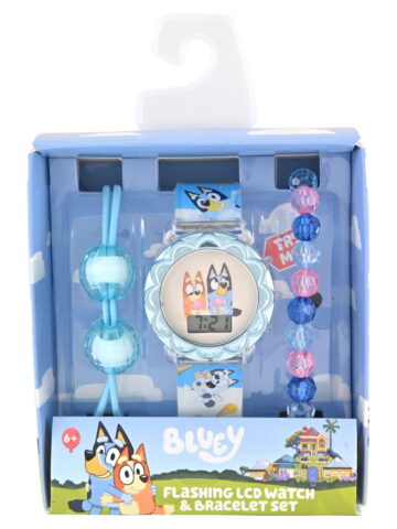 Bluey Unisex Child 3pc Blue LCD Watch and Bracelet Set, BLY40029WM