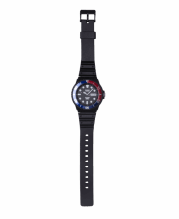 Casio Mens Analog Wristwatch Marine Design 100M Wr 3Yr Battery Red & Blue