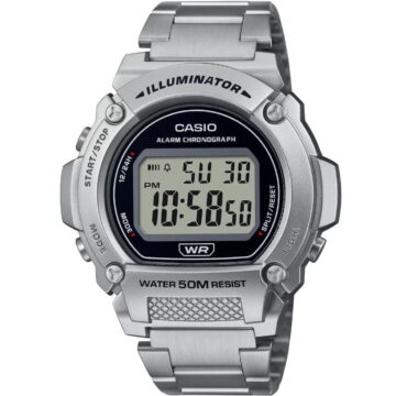 Casio Men's Digital Watch with Stainless Steel Bracelet W219HD-1AV