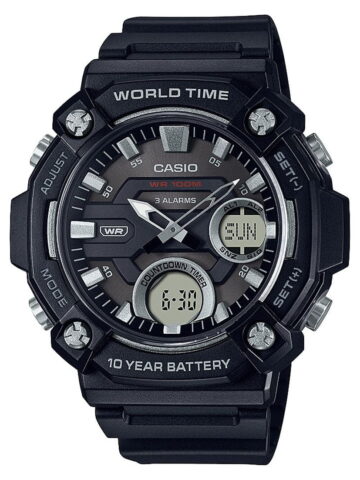 Casio Men's Heavy Duty Analog-Digital World Time Watch AEQ120-1AV