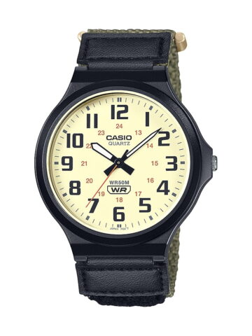 Casio Mens Analog Cloth Band Wristwatch, Green MW240B-3BV