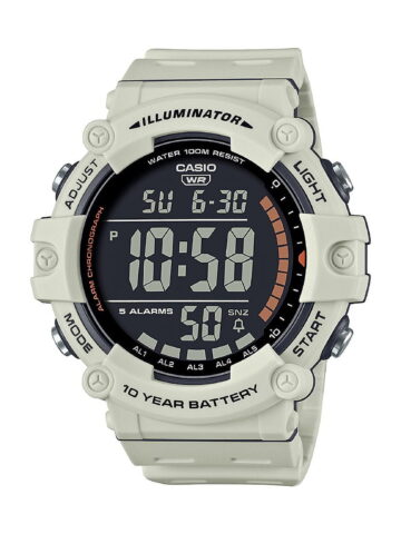 Casio Mens Large LCD Heavy Duty Wristwatch, White