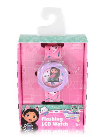 DreamWorks Gabby's Dolls House Unisex Child Pink and Purple LCD Watch, GAB4086WM