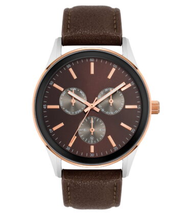 George Mens Casual Brown Watch with Traditional Strap