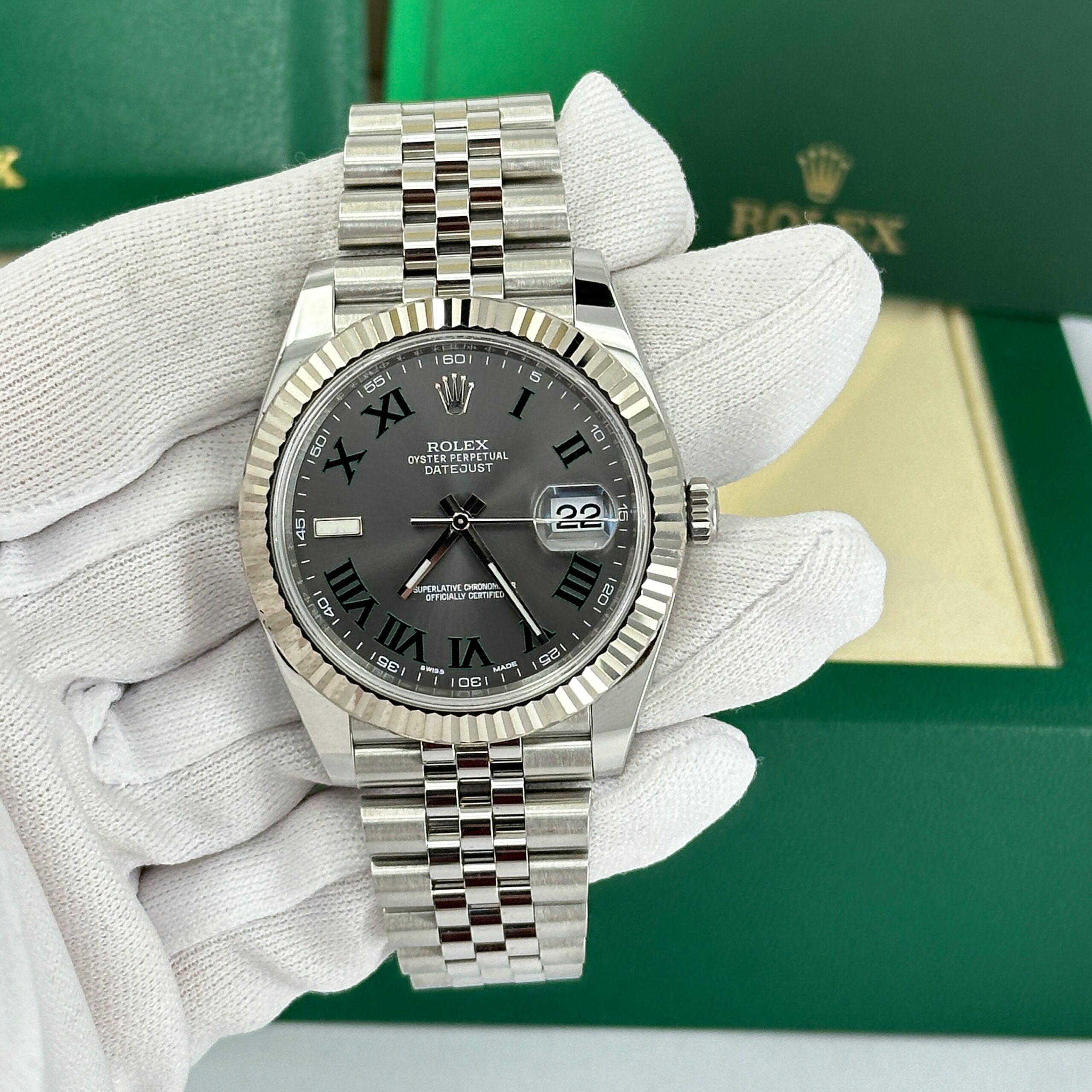 Rolex Datejust 41, Stainless Steel and 18k White Gold, 41mm, Ref# 126334-0022 1:1 - Image 9