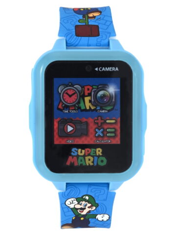 Nintendo Mario Brothers iTime Unisex Child Smart Watch with Silicone Strap and Blue Case 42mm
