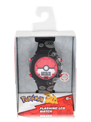 Pokémon Pokéball Unisex Child Black and Red LCD Watch, POK4496WM