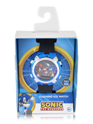 SEGA Sonic the Hedgehog Featuring Sonic and Knuckles Unisex Child Black and Blue LCD Watch, SNC4445MWM