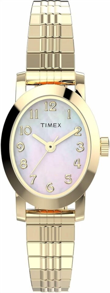 Timex Women's Cavatina 18mm Watch - Gold-Tone Expansion Band Mother of Pearl Dial Gold-Tone Case