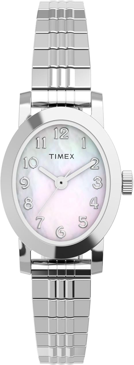 Timex Women's Cavatina 18mm Watch - Silver-Tone Expansion Band Mother of Pearl Dial Silver-Tone Case