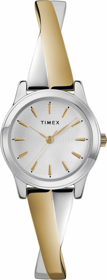 Timex Women's Stretch Bangle Crisscross Two-Tone 25mm Fashion Watch, Expansion Band
