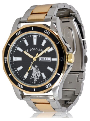 U.S. Polo Assn. Adult Male Classic Watch in Gold and Silver-Tone with Black Dial (USC80474WM)