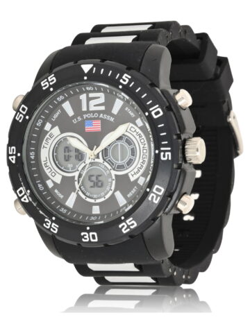 U.S. Polo Assn. Adult Male Sport Analog/Digital Watch with Black Rubber Strap (US9544WM)