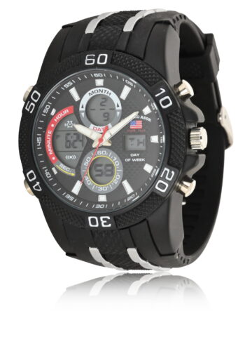 U.S. Polo Assn. Adult Male Sport Watch Analog and Digital with Black and Silver Link (US9724WM)