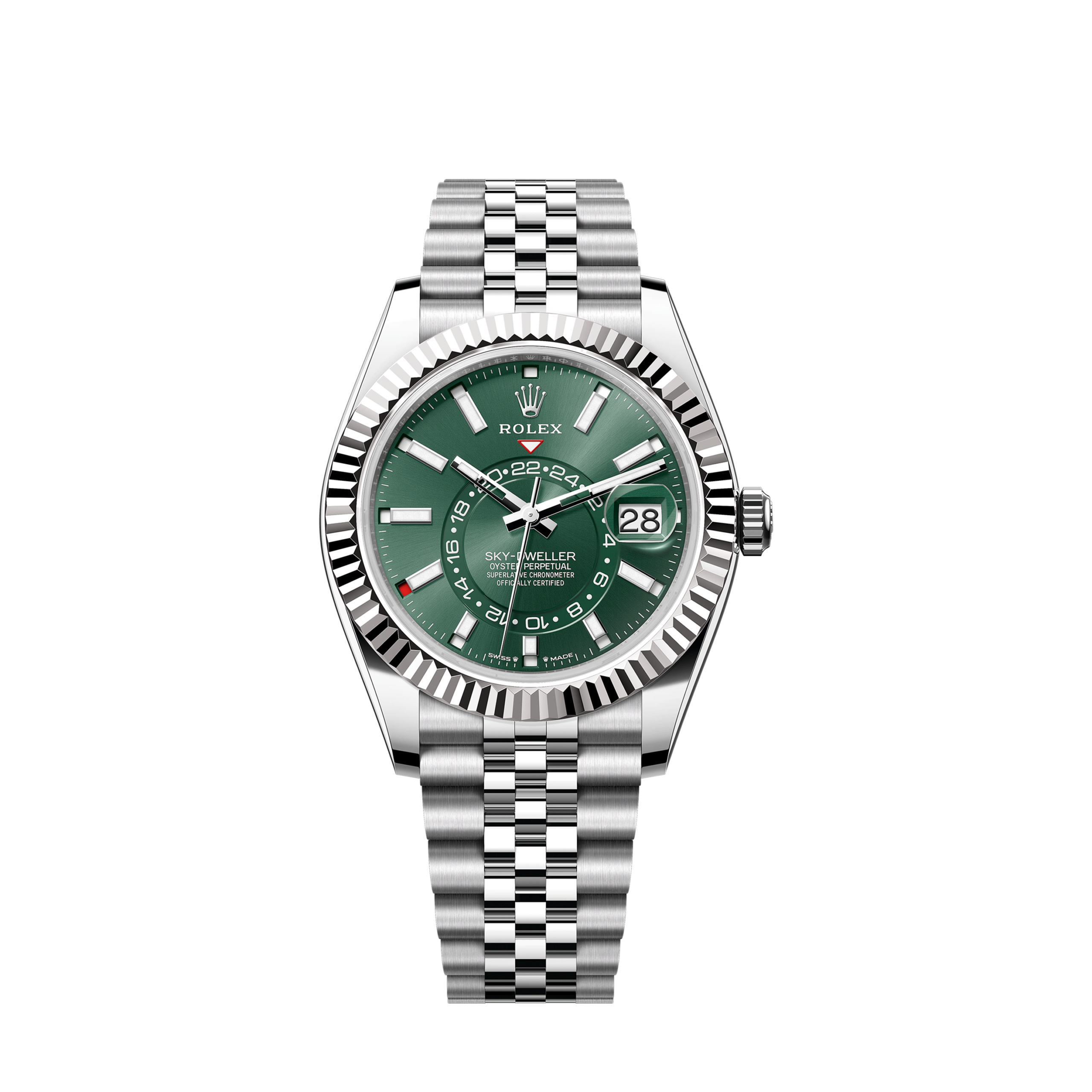 Rolex Sky-Dweller, 42mm, Oystersteel and 18k White Gold, Green, Jubilee, Ref# 336934-0002 1:1