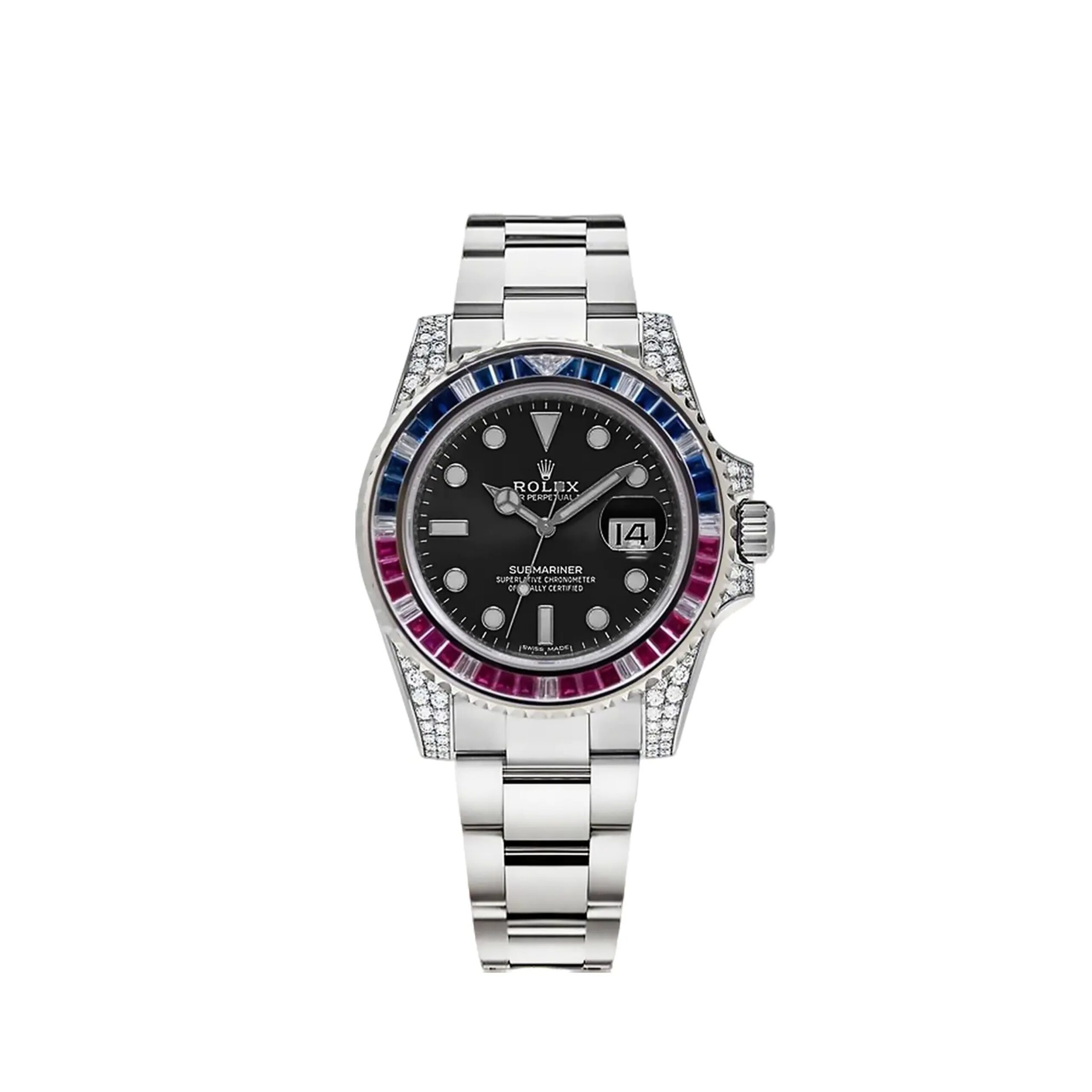 Rolex Submariner Silver Blue/Red Diamond, 40mm 1:1