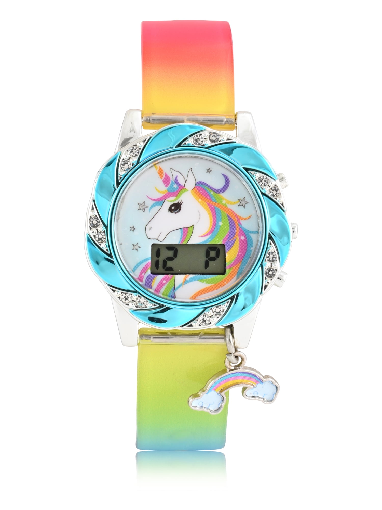 WN5005WM Wondernation Kids Flashing Lights LCD Watch with Printed Strap and Hanging Charm