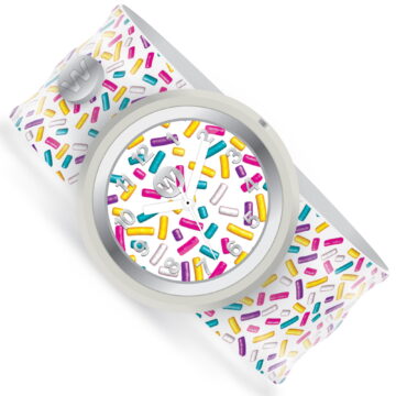 Watchitude: Slap Watch - Sprinkles - Kids Analog Watch, Water Resistance, 9" Silicone Slap Band, Interchangeable Face, Girls & Boys, Ages 5+