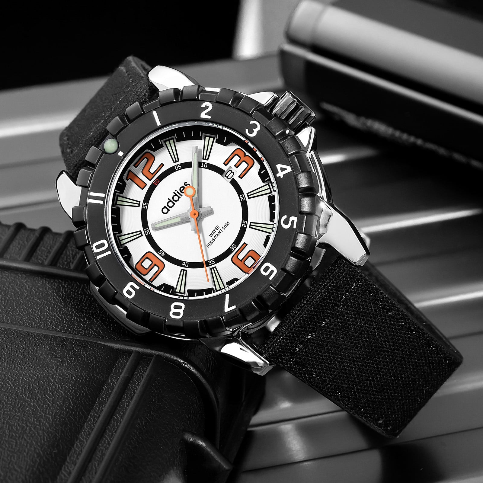 ADDIES Men's Watch, Analog Quartz Watch with 50M Water Resistant, Luminous Dive Style Outdoor Sport Watch for Men - Image 2