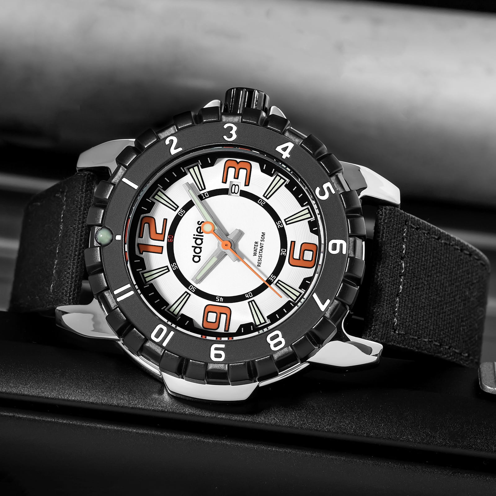 ADDIES Men's Watch, Analog Quartz Watch with 50M Water Resistant, Luminous Dive Style Outdoor Sport Watch for Men - Image 4